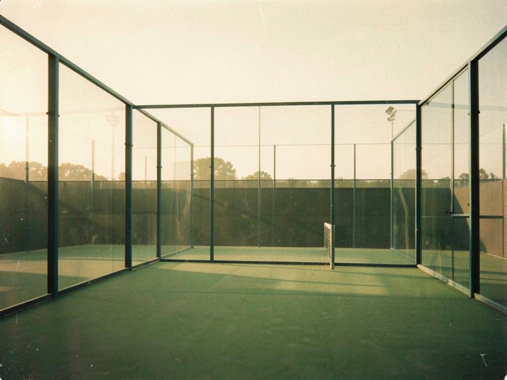 Padel court and racket