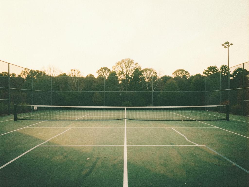 Tennis court and ball